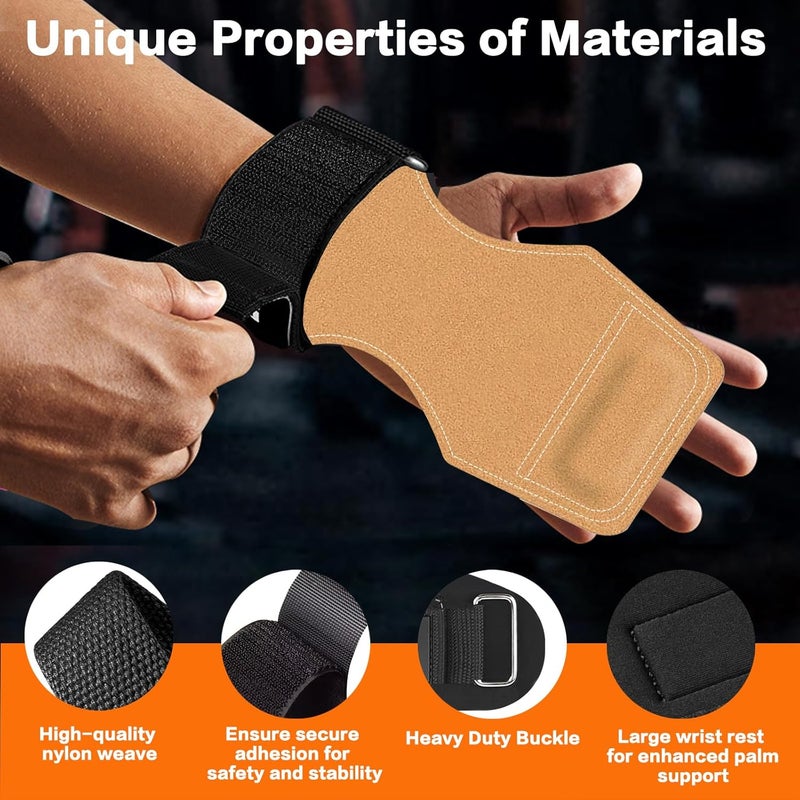 Bbtops Weight Lifting Wrist Strap, Double-Layer Leather Wrist Straps for Gym Strength Training Weightlifting,Deadlift and Powerlifting, Enhance Grip Strength Neoprene Padding Gym Workout Lifting Straps for Men & Women (Pair) - Image 3